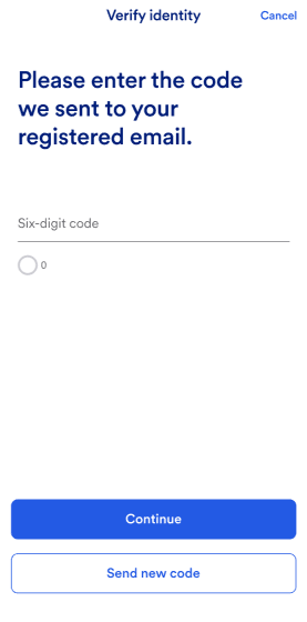 Enter the code we sent to your registered email.