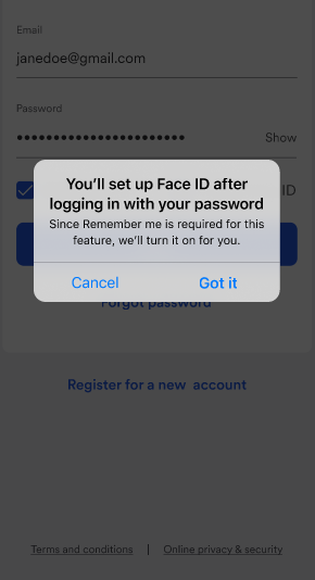 Face ID setup.