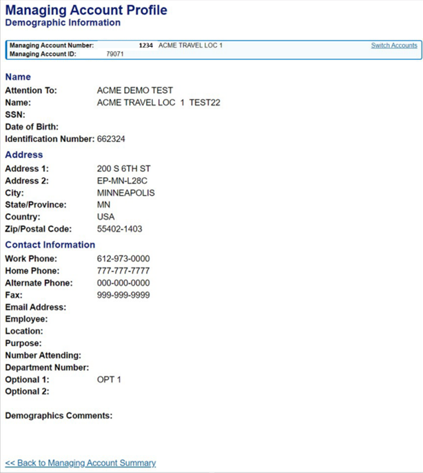 Managing Account Profile: Demographic Information