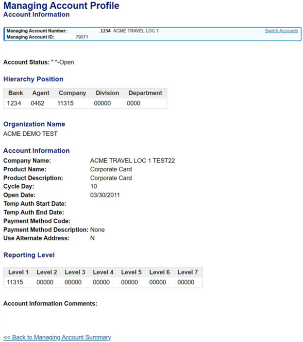 Managing Account Profile: Account Information