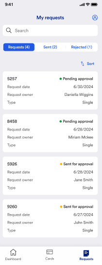 My requests
Pour surveiller vos demandes sur l’application mobile, appuyez sur Demandes.