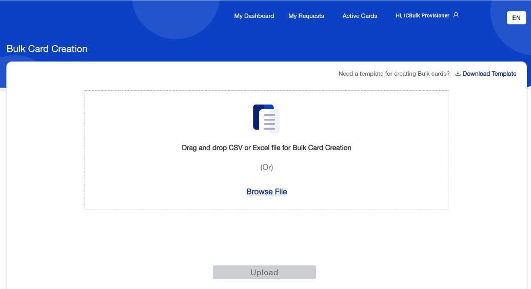 Un modèle est disponible.
2. Glissez-déposez le fichier ou parcourez pour le sélectionner.