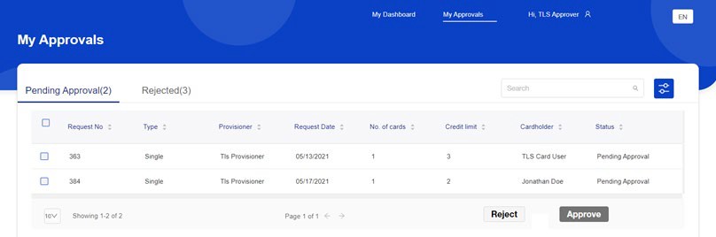 My Approvals screen.